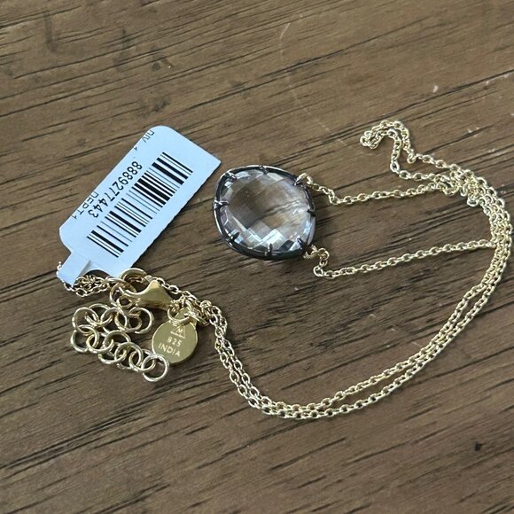 Rarities Carol Brodie Gold-Plated CRYSTAL QUARTZ Drop Necklace NWT - Picture 6 of 8
